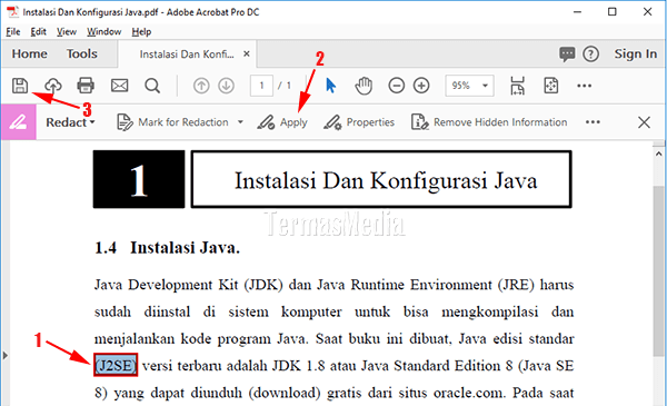 Mencari dan menghapus teks di dokumen PDF dengan Adobe Acrobat