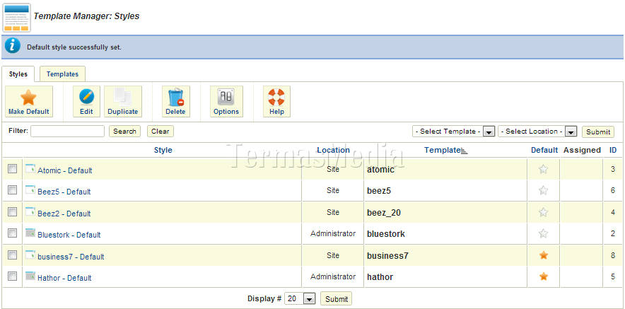 Mengubah template area administrator (backend) Joomla