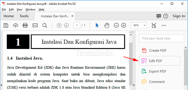 Memformat teks di dokumen PDF menggunakan Adobe Acrobat