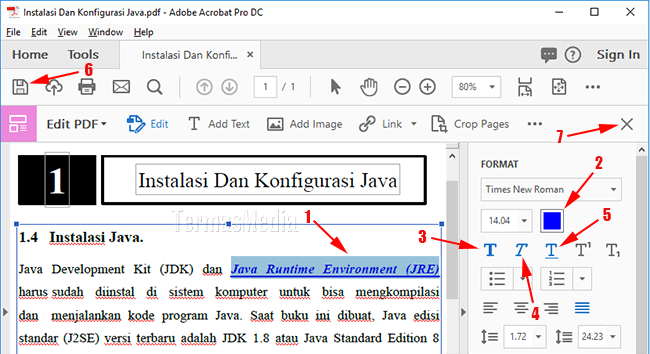 Memformat teks di dokumen PDF menggunakan Adobe Acrobat