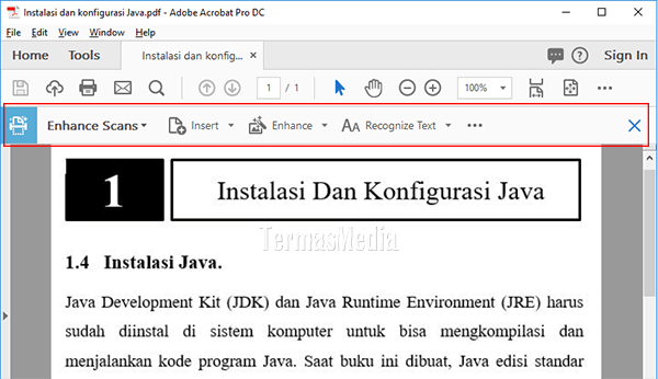 Membuat konten PDF dapat dicari (searchable) dengan Adobe Acrobat