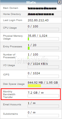 Cara memeriksa pemakaian bandwidth di web hosting melalui cPanel