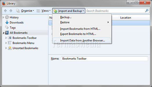 Mozilla Firefox: cara mengimpor bookmark dari Google Chrome