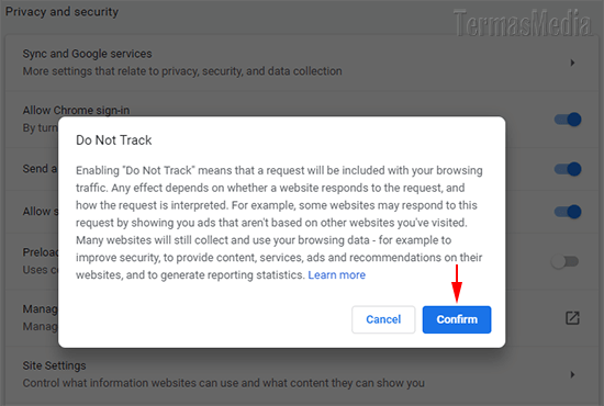 Cara mengaktifkan (enable) Do Not Track (DNT) di web browser