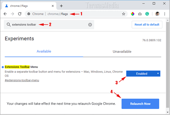 Cara mengaktifkan menu ekstensi di browser Google Chrome