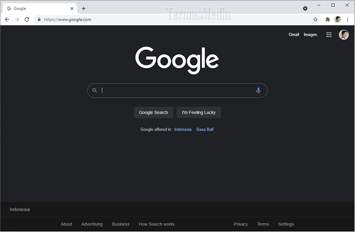 Mengaktifkan mode tema gelap Google Search desktop