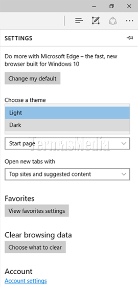 Menggunakan mode tema gelap (dark theme) di peramban Microsoft Edge
