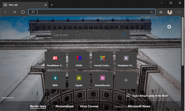 Mengubah tema browser Microsoft Edge Chromium dari Light ke Dark