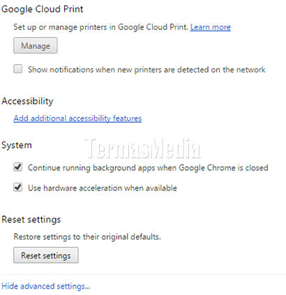 Menggembalikan browser Google Chrome ke pengaturan default