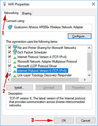 Menonaktifkan protokol IPv6 di Microsoft Windows