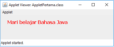 Mengkompilasi dan menjalankan program Applet Java
