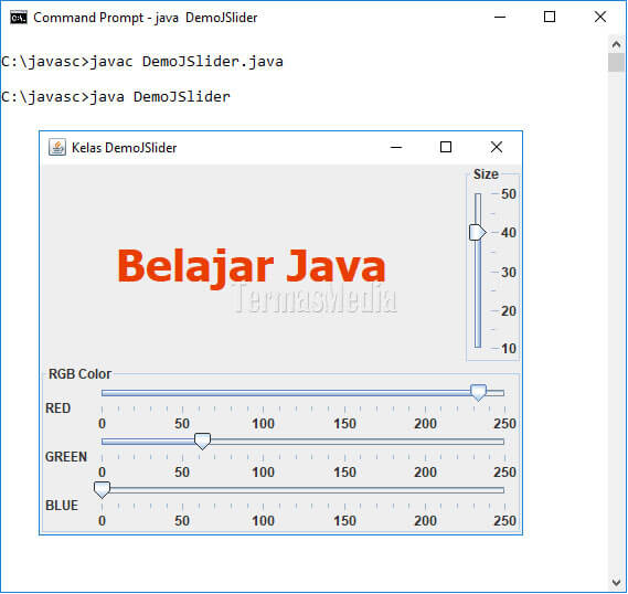 Menggunakan kelas JSlider di bahasa pemrograman Java