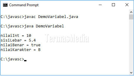 Deklarasi variabel dan pemberian nilai di Java
