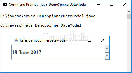Menggunakan spinner model kelas SpinnerDateModel