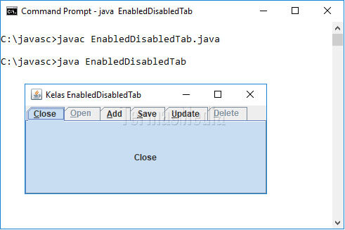 Menonaktifkan tab kelas JTabbedPane di bahasa pemrograman Java