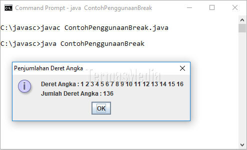Menggunakan pernyataan break di Java