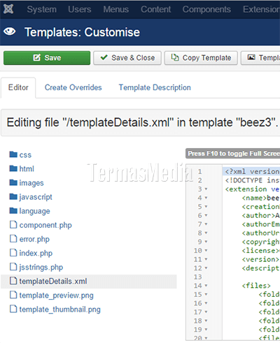 Menambah posisi modul baru di template Joomla