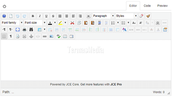 Cara menghilangkan menonaktifkan tombol di editor Joomla