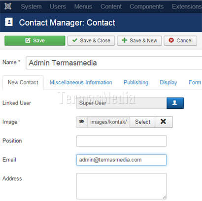 Membuat form kontak (contact form) di Joomla