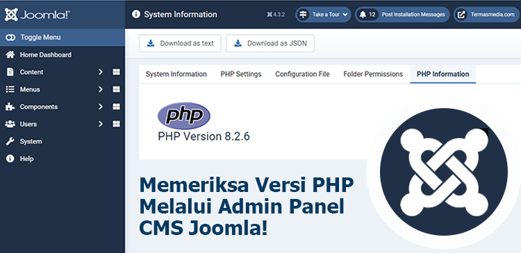 Memeriksa versi PHP digunakan CMS Joomla melalui admin control panel