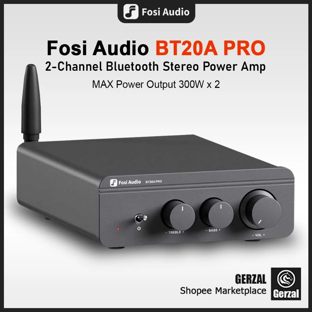 Fosi Audio BT20A PRO Amplifier Bluetooth 5.0 Treble and Bass 300W x2 TPA3255