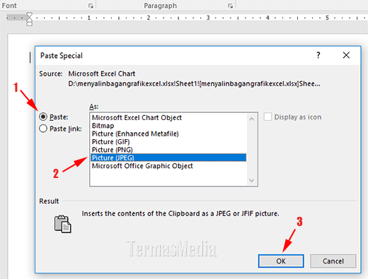 Cara menyimpan grafik Microsoft Excel ke format JPEG (JPG)