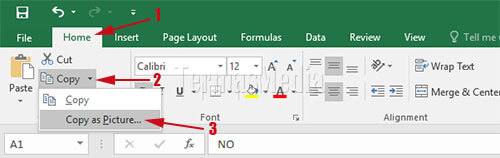 Menyalin (copy) sebagai gambar dengan menyertakan heading kolom dan baris di Excel