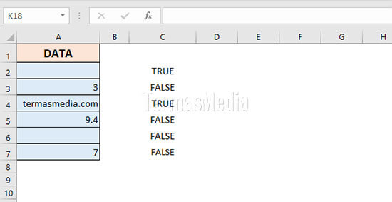Fungsi ISBLANK() Microsoft Excel
