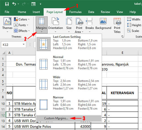 Meletakkan worksheet Excel tengah halaman horizontal vertikal