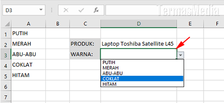 Membuat daftar tarik turun (drop-down list) di Microsoft Excel
