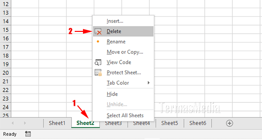 Menghapus lembar kerja (worksheet atau sheet) di Microsoft Excel