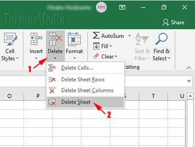 Menghapus lembar kerja (worksheet atau sheet) di Microsoft Excel