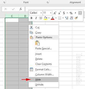 Cara menyembunyikan kolom atau baris di Microsoft Excel