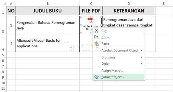 Menyisipkan file pdf di lembar kerja Excel