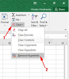 Menghapus hyperlink di Microsoft Excel