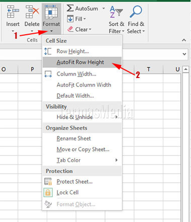 beberapa cara merubah tinggi baris di Microsoft Excel
