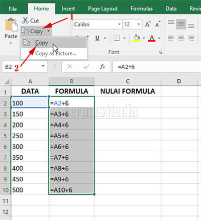 Menyalin hanya nilai saja tanpa formula di Microsoft Excel