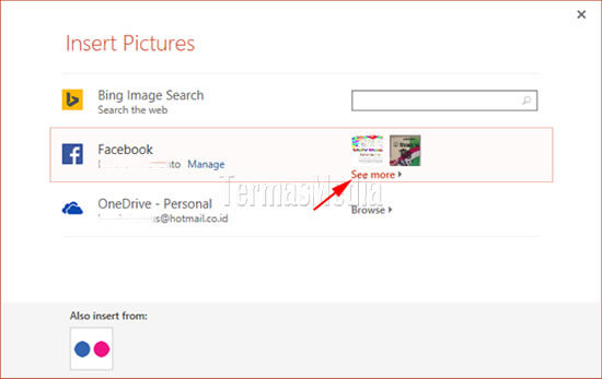 Menyisipkan gambar dari Facebook langsung di Microsoft PowerPoint