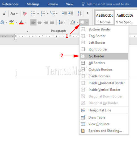 Membatalkan, menghapus atau mencegah garis horizontal otomatis di Microsoft Word