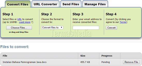 Mengkonversi format file docx ke format file doc