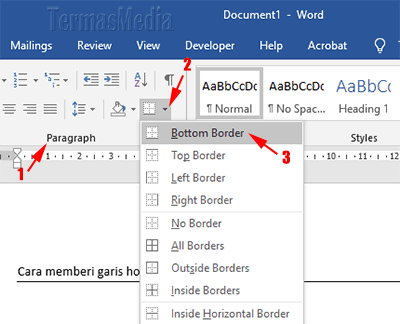 Membuat garis horizontal atau garis bawah (underline) di Microsoft Word