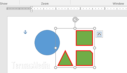 Cara mengelompokkan (group) gambar (images), bentuk (shapes) dan obyek lain di Microsoft Word