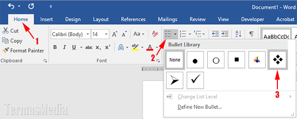 Menggunakan bullets numbering di Microsoft Word