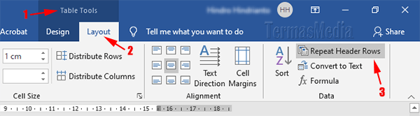 Cara mengulang baris judul pada tabel Microsoft Word di setiap halaman