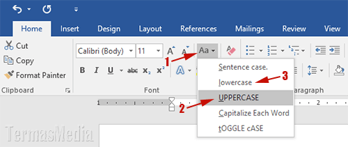 Mengubah teks ke huruf besar (uppercase) dan huruf kecil (lowercase) di Microsoft Word