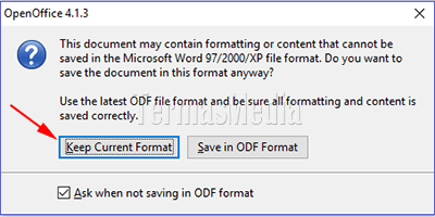 Menyimpan dokumen OpenOffice Writer sebagai file Microsoft Word