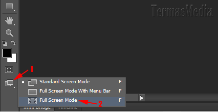 Cara mengubah atau mengganti mode layar (screen mode) Adobe Photoshop ke Full Screen