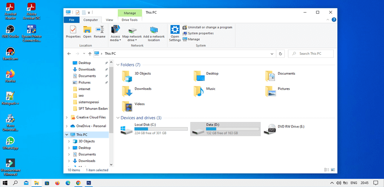 Membuka atau menjalankan File Explorer Windows 10