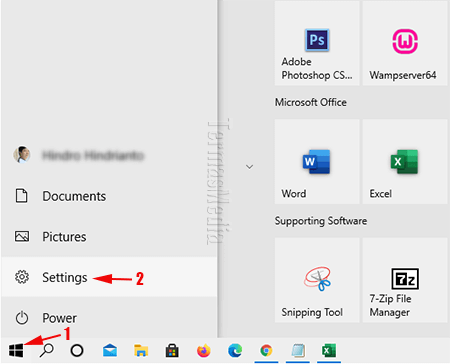 Cara membuka aplikasi Settings di Windows 10