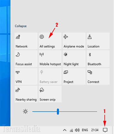 Cara membuka aplikasi Settings di Windows 10